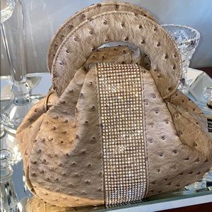 Ostrich and crystal evening clutch